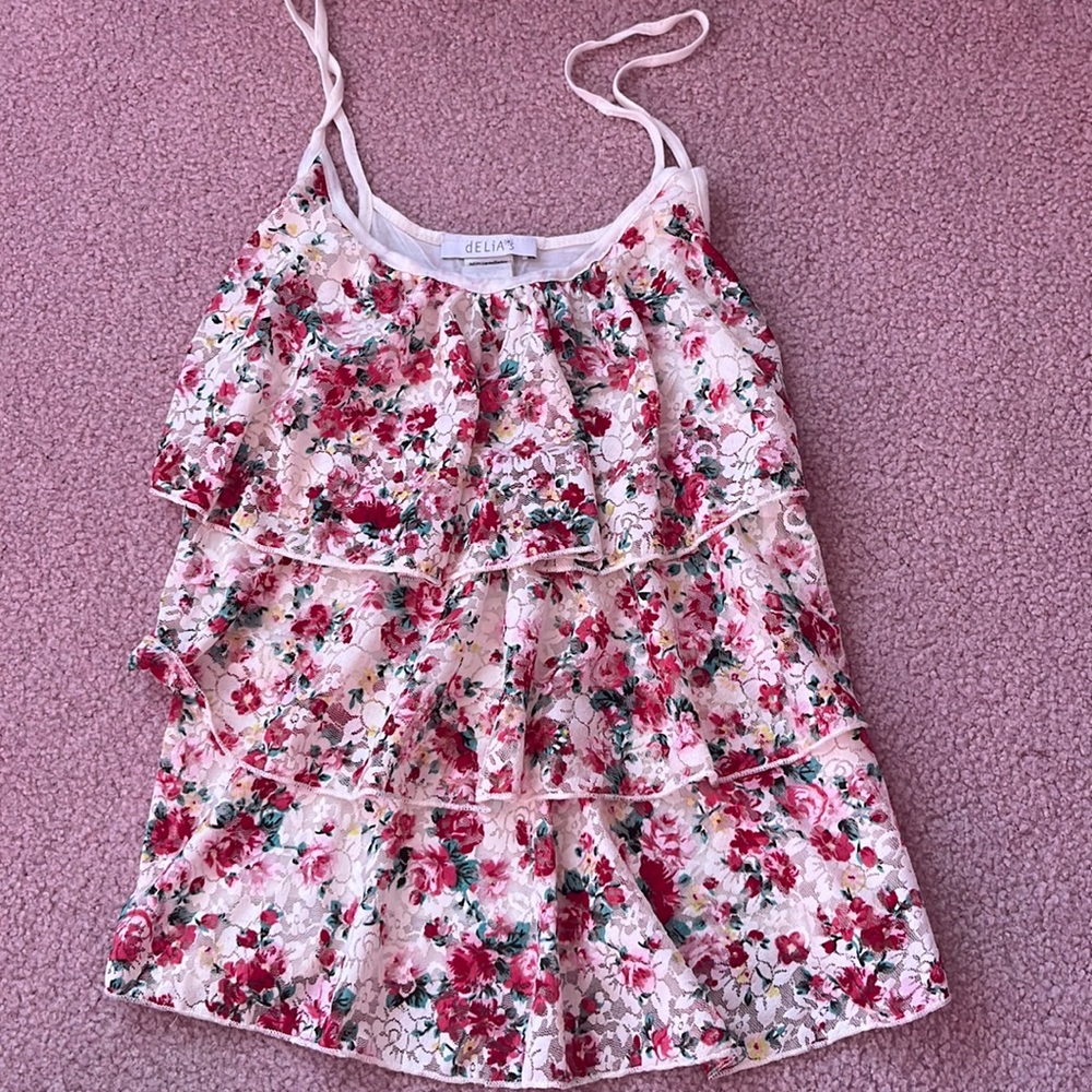 Delia’s Floral Ruffle Tank Size XS/S